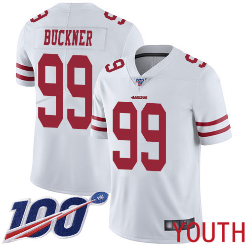 San Francisco 49ers Limited White Youth DeForest Buckner Road NFL Jersey 99 100th Season Vapor Untouchable